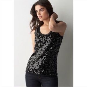 Loft Medium sequins black top